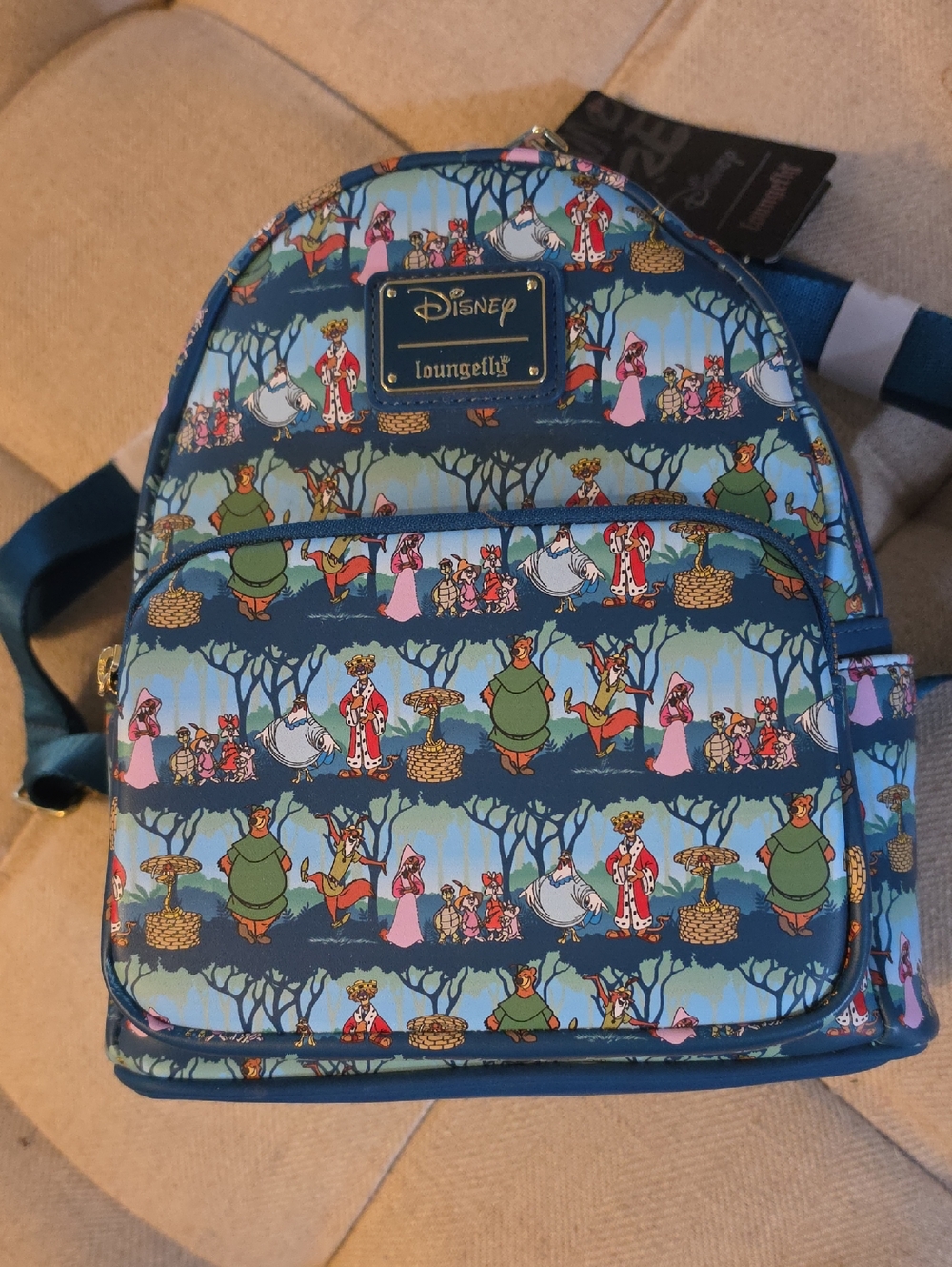 Loungefly Robin Hood Patterned Mini Backpack - Blue, Pink, Green